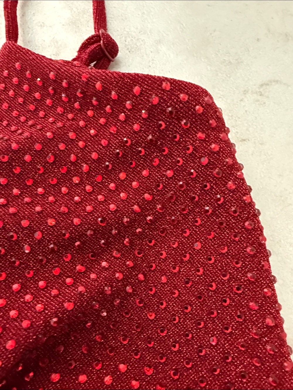Windsor | Red Rhinestone Cowl Neck Mini Dress - Picture 8 of 9